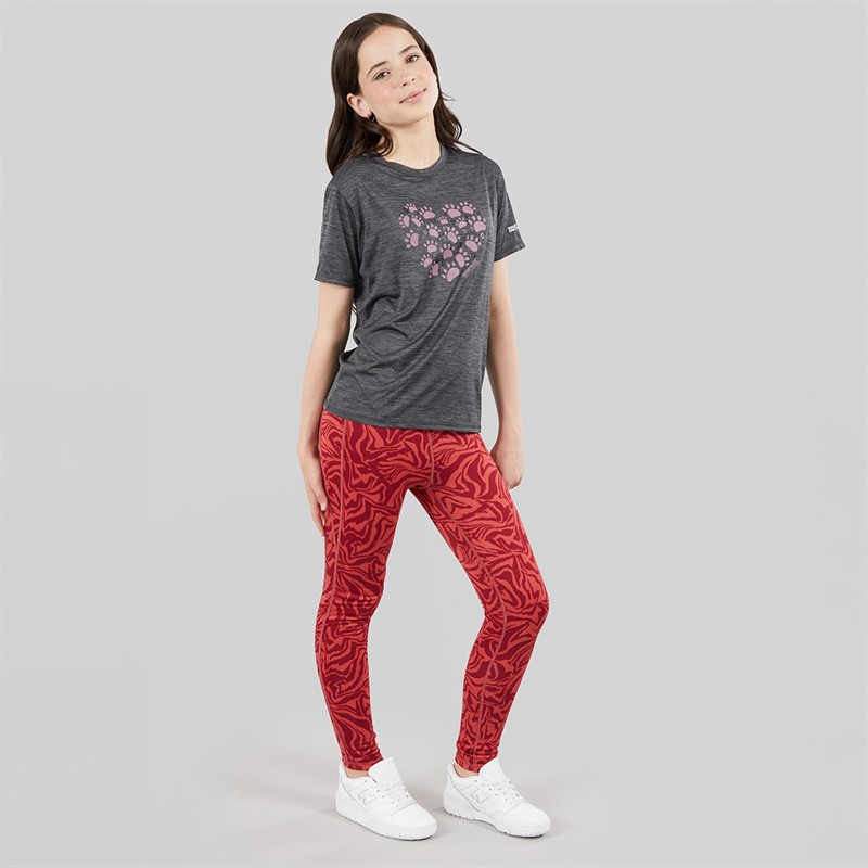 Regatta Girls Barlia Winter Printed Leggings Mineral Red Zebra