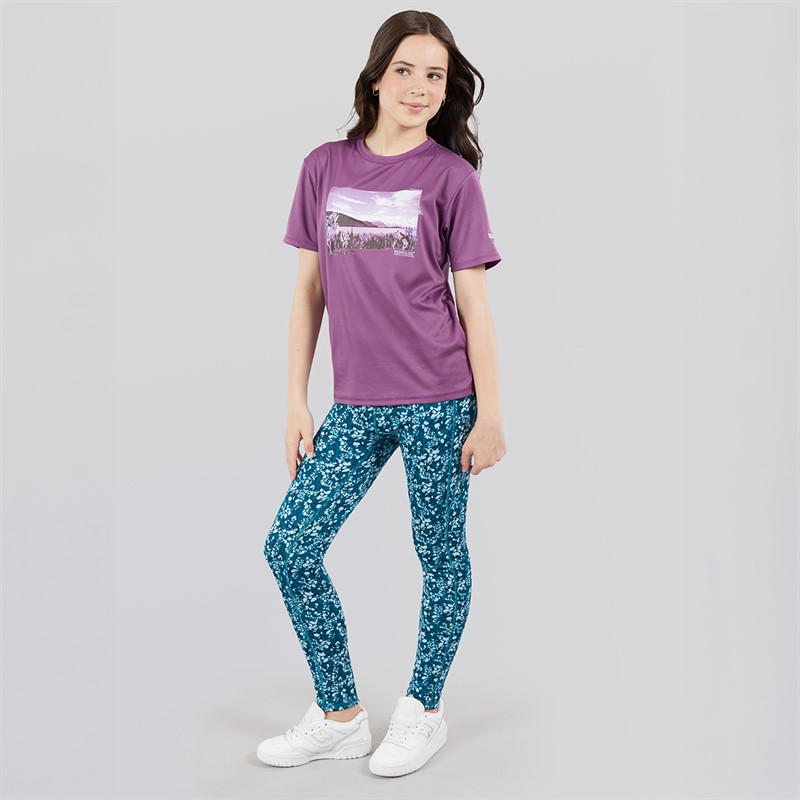 Regatta Girls Barlia Winter Printed Leggings Gulfstream Abstract