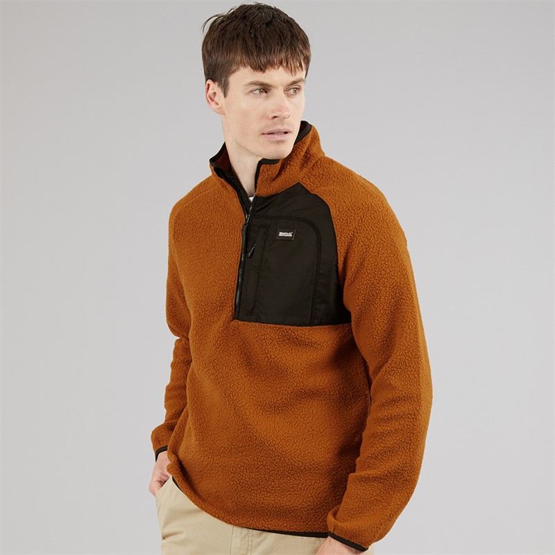 Regatta Mens Frankie Borge 1/2 Zip Fleece Jacket Glazed Ginger