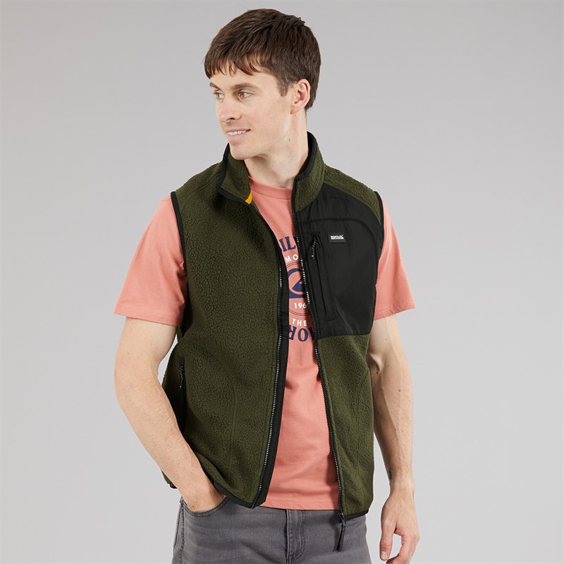 Regatta Mens Frankie Borg Fleece Gilet Dark Khaki