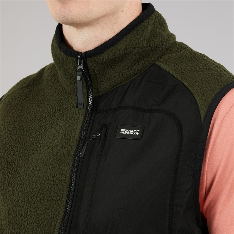 Regatta Mens Frankie Borg Fleece Gilet Dark Khaki