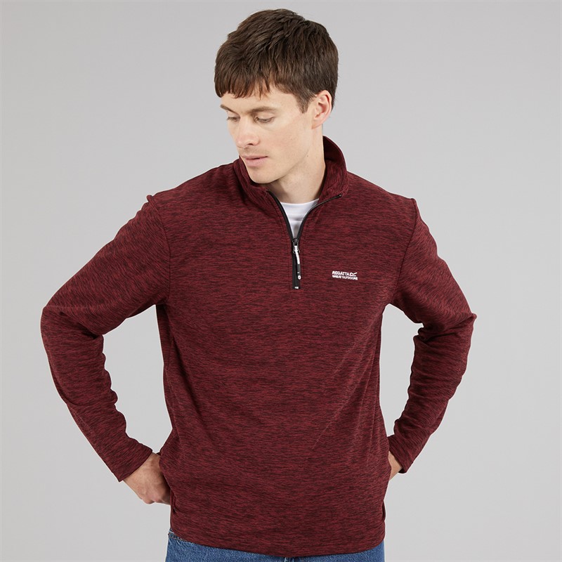 Regatta Mens Thompson Marl 1/2 Zip Fleece Dark Maroon