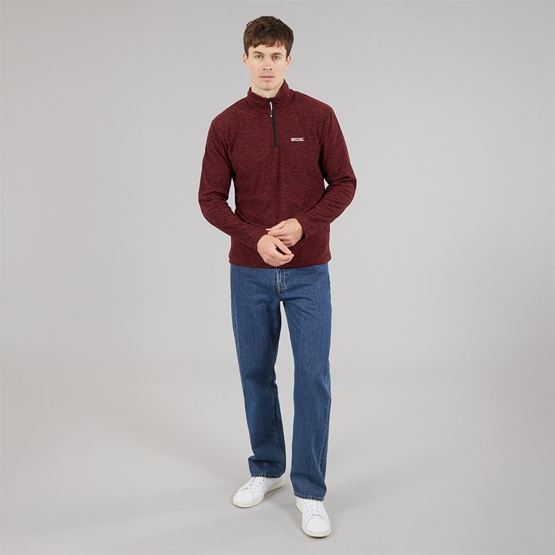 Regatta Mens Thompson Marl 1/2 Zip Fleece Dark Maroon