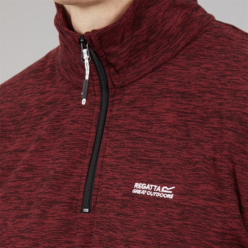 Regatta Mens Thompson Marl 1/2 Zip Fleece Dark Maroon