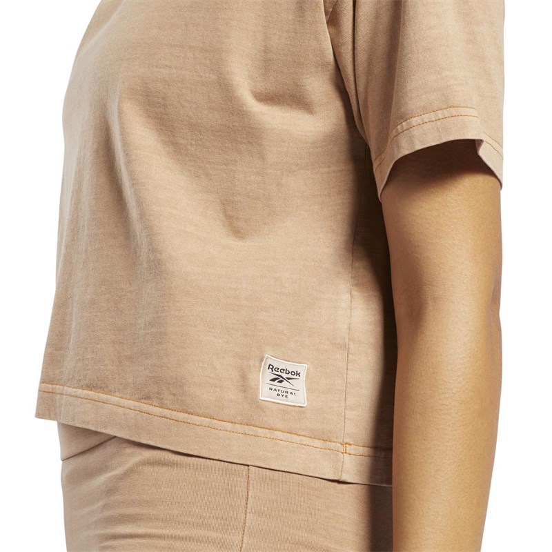 Reebok Classics Womens Natural Dye Cropped T-Shirt Wild Brown