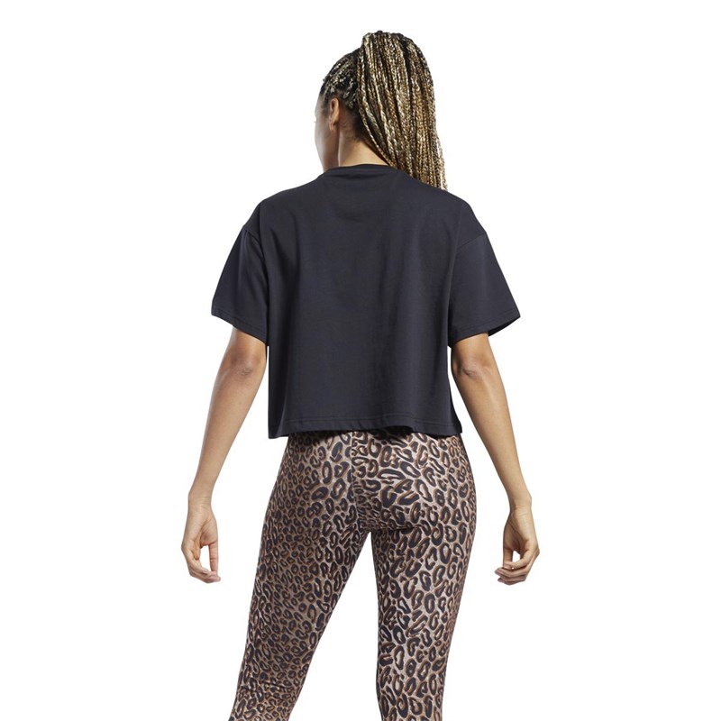 Reebok Classics Womens Graphic Casual T-Shirt Black