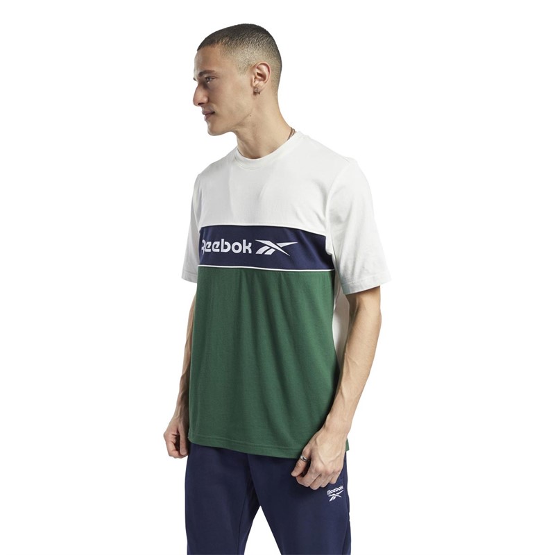 Reebok Classics Mens Classic Linear Logo T-Shirt Chalk