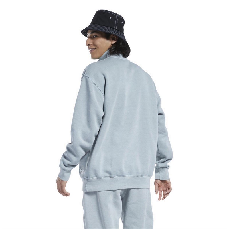 Reebok Classics Mens Classics Non Dye 1/4 Zip Sweatshirt Pure Grey 3