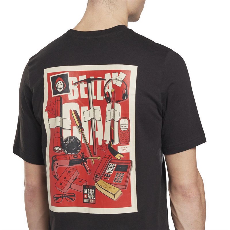 Reebok Classics Mens La Casa De Papel T-Shirt Black