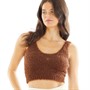Reebok Classics Womens Classic Cropped Cozy Tank Brush Brown/Charcoal Brown