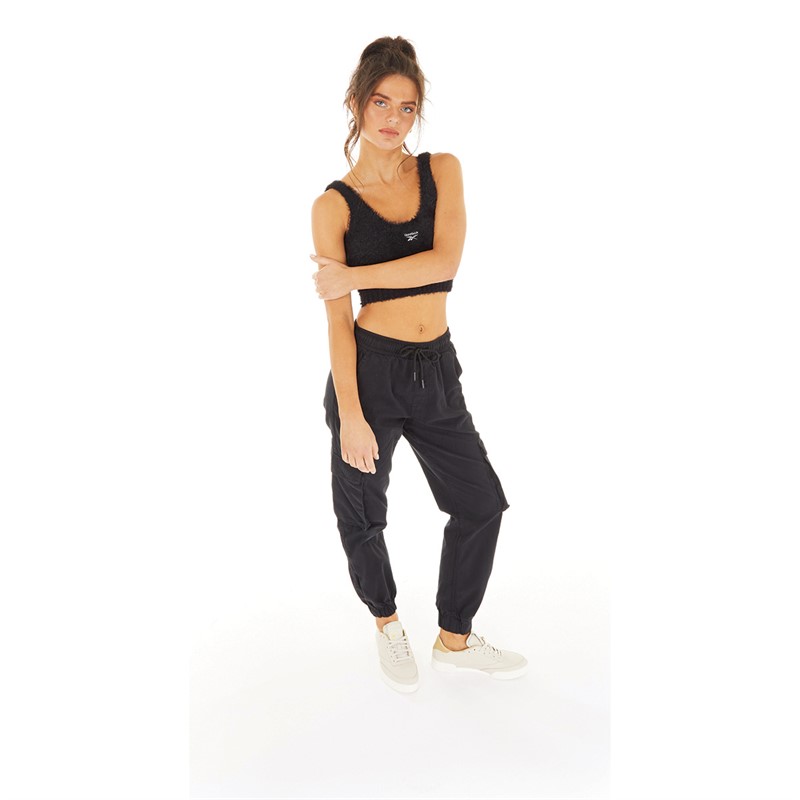Reebok Classics Womens Classic Cropped Cozy Tank Black/White