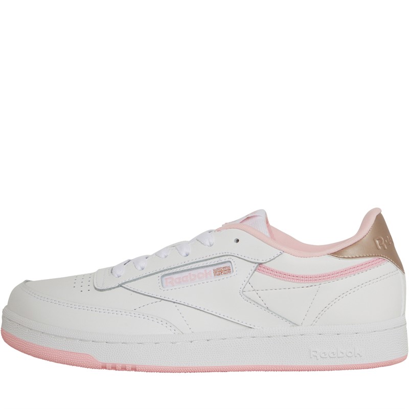 Reebok Classics Junior Girls Club C Trainers White/Pink Glow/Rose Gold