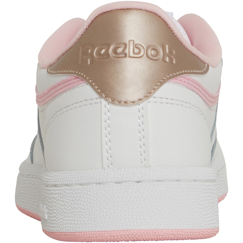 Reebok Classics Junior Girls Club C Trainers White/Pink Glow/Rose Gold