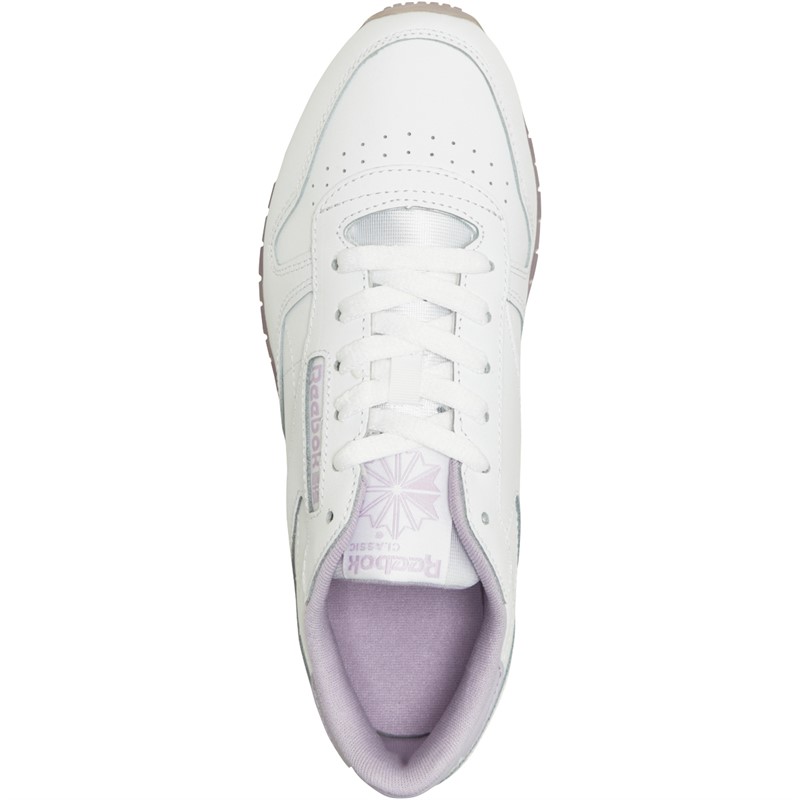 Reebok Classics Womens Classic Leather Trainers White/White/Purple Oasis