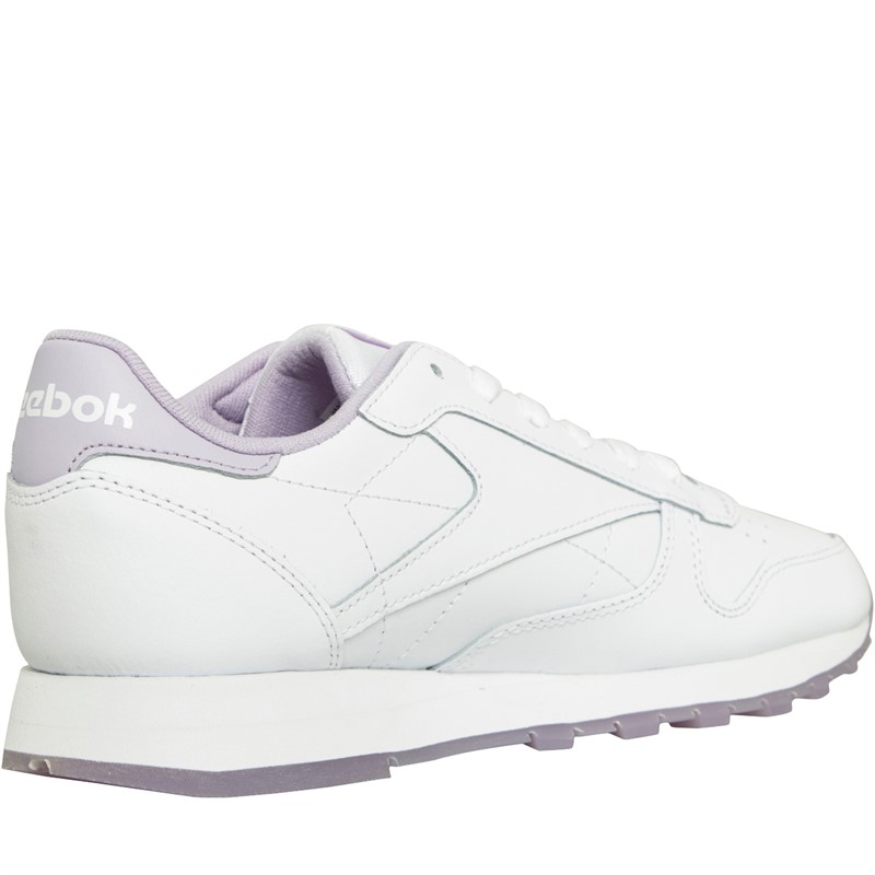 Reebok Classics Womens Classic Leather Trainers White/White/Purple Oasis