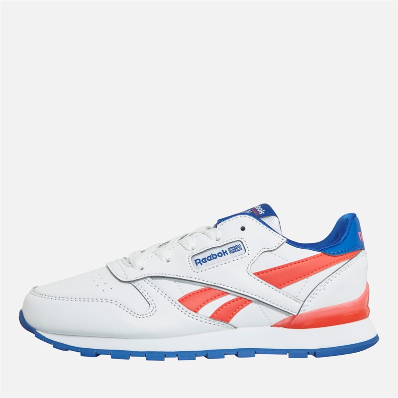 Reebok Classics Baskets en cuir classiques Step and Flash Enfant Blanc/Bleu électrique/Cerise néon