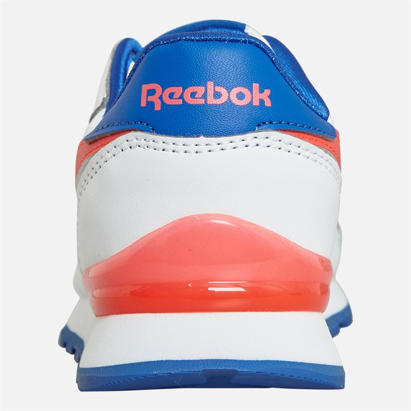 Reebok Classics Baskets en cuir classiques Step and Flash Enfant Blanc Bleu electrique Cerise neon