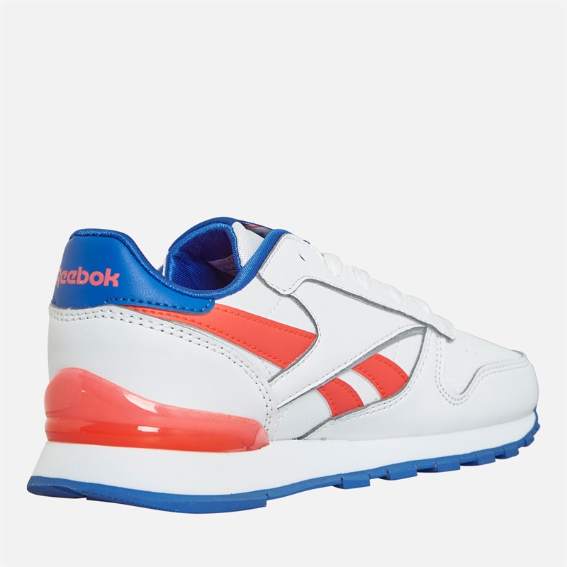 Reebok Classics Baskets en cuir classiques Step and Flash Enfant Blanc/Bleu électrique/Cerise néon