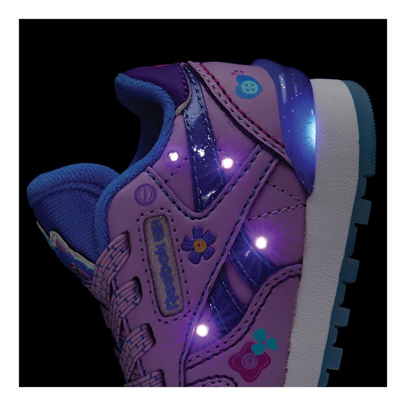 Reebok Classics Girls X My Little Pony Izzy Classic Leather Step N Flash Trainers Moonglow/Purple/Crystal Blue