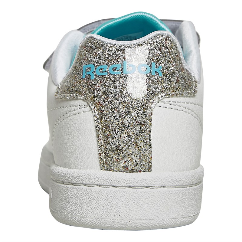 Reebok Classics Girls Reebok Royal Complete Clean 2.0 ALT Strap Trainers White/Silver Metallic/Digital Blue