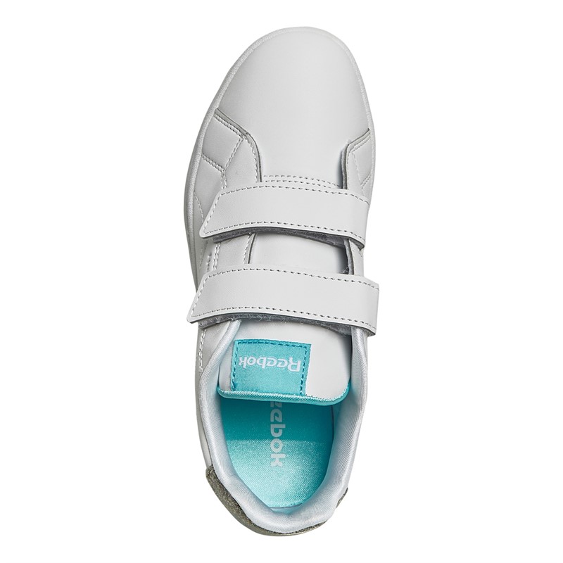 Reebok Classics Girls Reebok Royal Complete Clean 2.0 ALT Strap Trainers White/Silver Metallic/Digital Blue