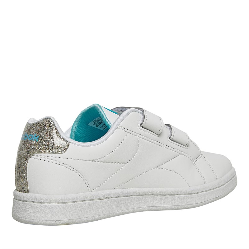 Reebok Classics Girls Reebok Royal Complete Clean 2.0 ALT Strap Trainers White/Silver Metallic/Digital Blue