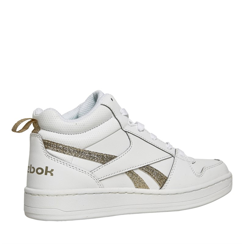 Reebok Classics Junior Girls Reebok Royal Prime Mid 2.0 Trainers White/White/Gold Metallic