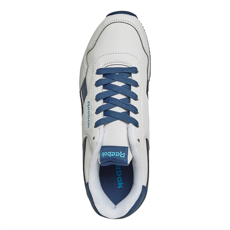 Reebok Classics Junior Boys Reebok Royal Classic Jogger 3.0 Trainers White/Uniform Blue/Bold Cyan