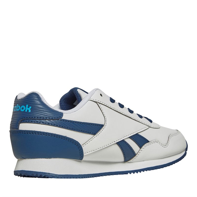 Reebok Classics Junior Boys Reebok Royal Classic Jogger 3.0 Trainers White/Uniform Blue/Bold Cyan