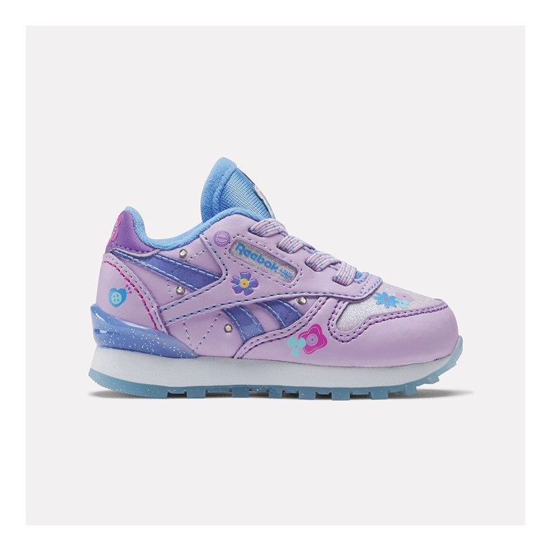 Reebok Classics Infant Girls X My Little Pony Izzy Classic Leather Step N Flash Trainers Moonglow/Purple/Crystal Blue