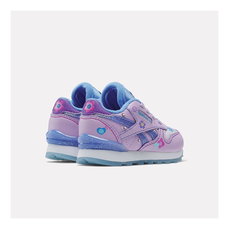 Reebok Classics Infant Girls X My Little Pony Izzy Classic Leather Step N Flash Trainers Moonglow/Purple/Crystal Blue