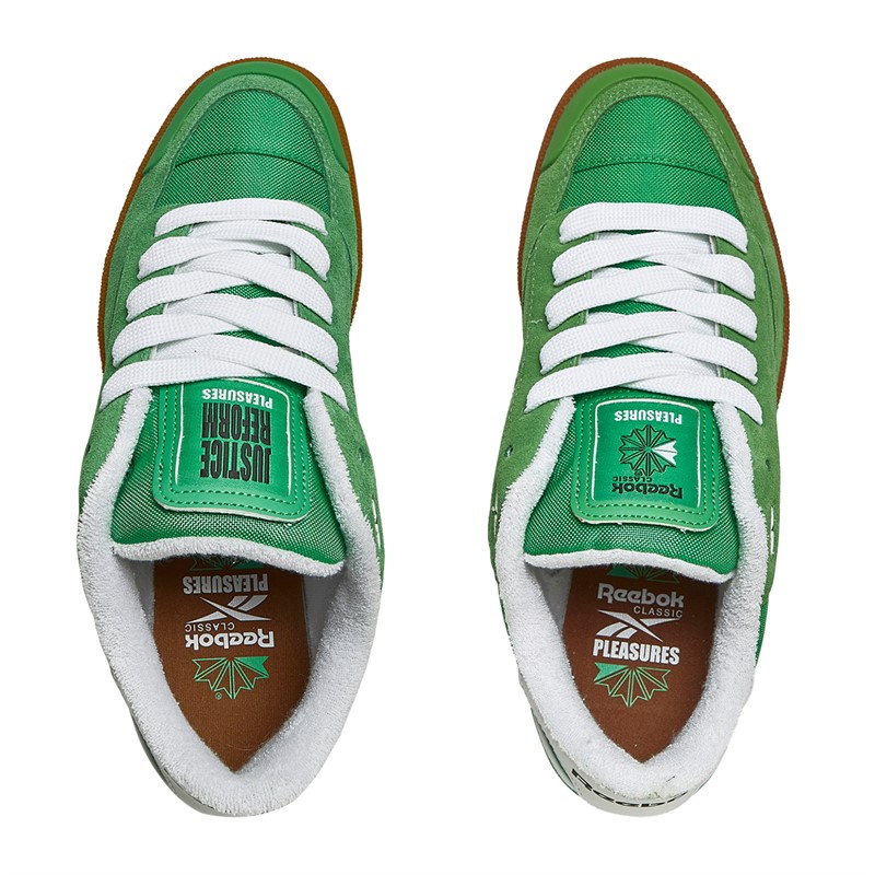 Reebok Classics X Pleasures Club C Bulc 4/20 Trainers Sport Green/Raw Green/White/Reebok Rubber Gum