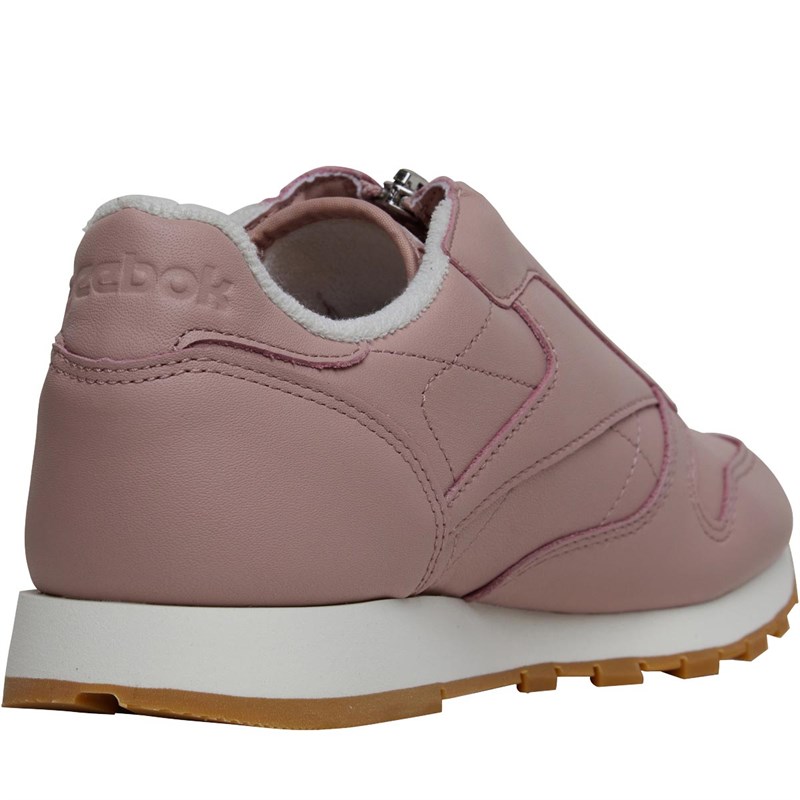 Buy Reebok Classics Womens Leather Zip Trainers Shell Pinkchalksilver Metallic 3501