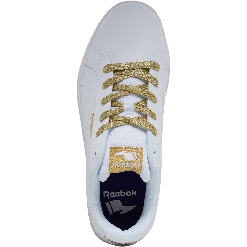 white and gold reebok classics