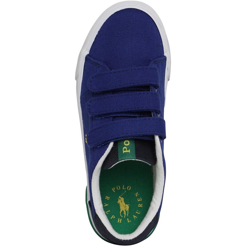 Ralph Lauren Junior Graftyn EZ Trainers Royal Canvas/Navy/Green/Yellow PP