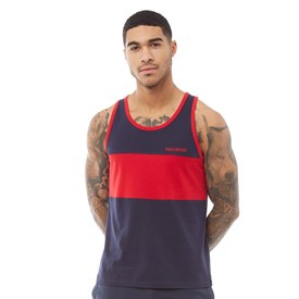 Fred Boston Heren Gestreept Vest Marineblauw fred boston kopen in de aanbieding