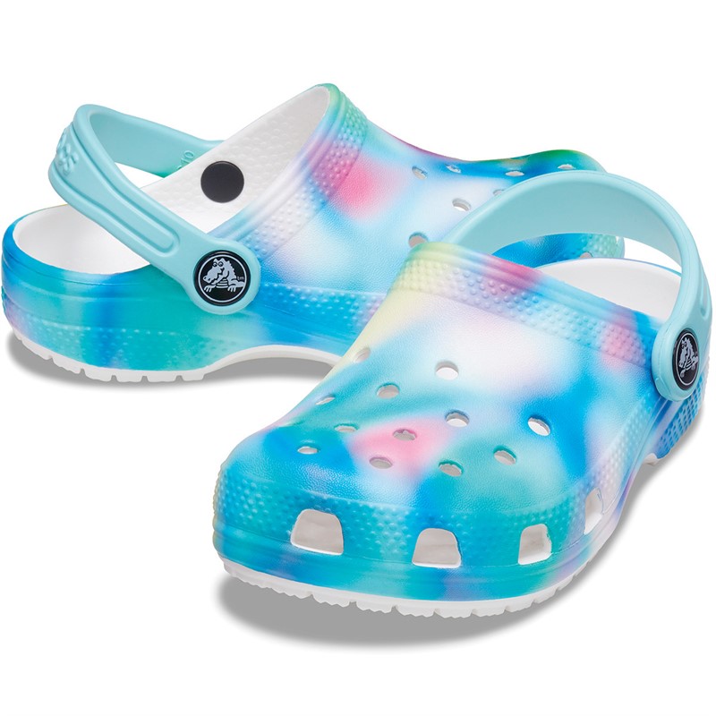 Crocs Kinder Klassische Solarisierte Clogs Weiß/Mehrfarbig