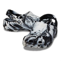 Crocs Klassische Marmor Clogs Weiß / Schwarz