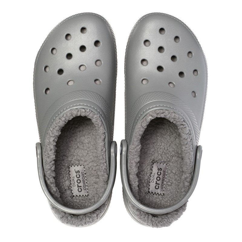 Gray fuzz lined crocs online