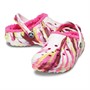 Crocs Junior Girls Classic Lined Marble Clogs Electric Pink/Multi