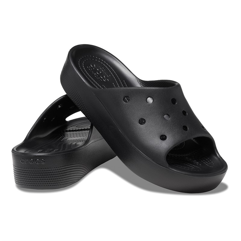 Crocs Womens Classic Platform Slides Black