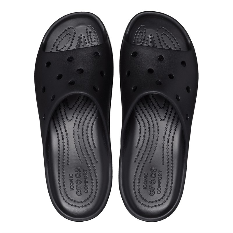 Crocs Womens Classic Platform Slides Black