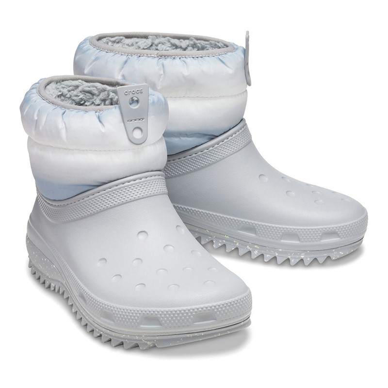 Crocs Womens Classic Neopuff Shorty Boots Light Grey/White