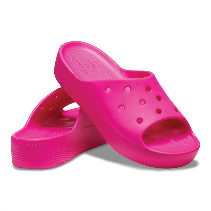 Crocs Womens Classic Platform Slides Pink Crush