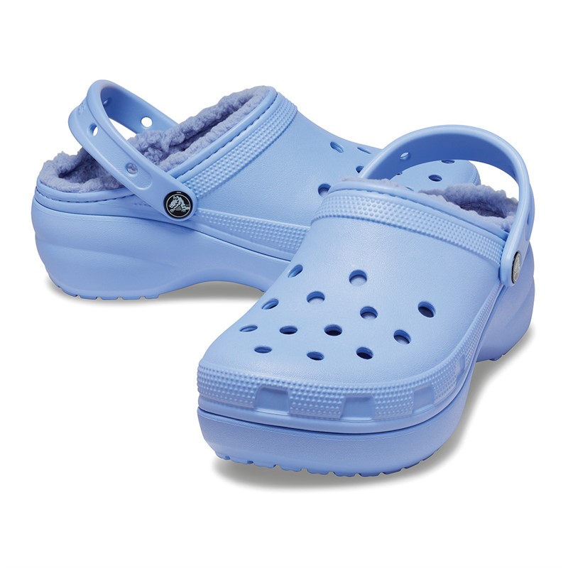 Crocs Womens Classic Platform Lined Clogs Moon Jelly