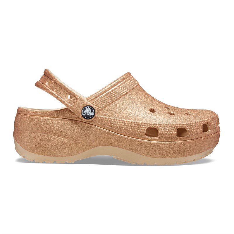 Crocs Dames Klassieke Platform Glitter Clogs Shitake