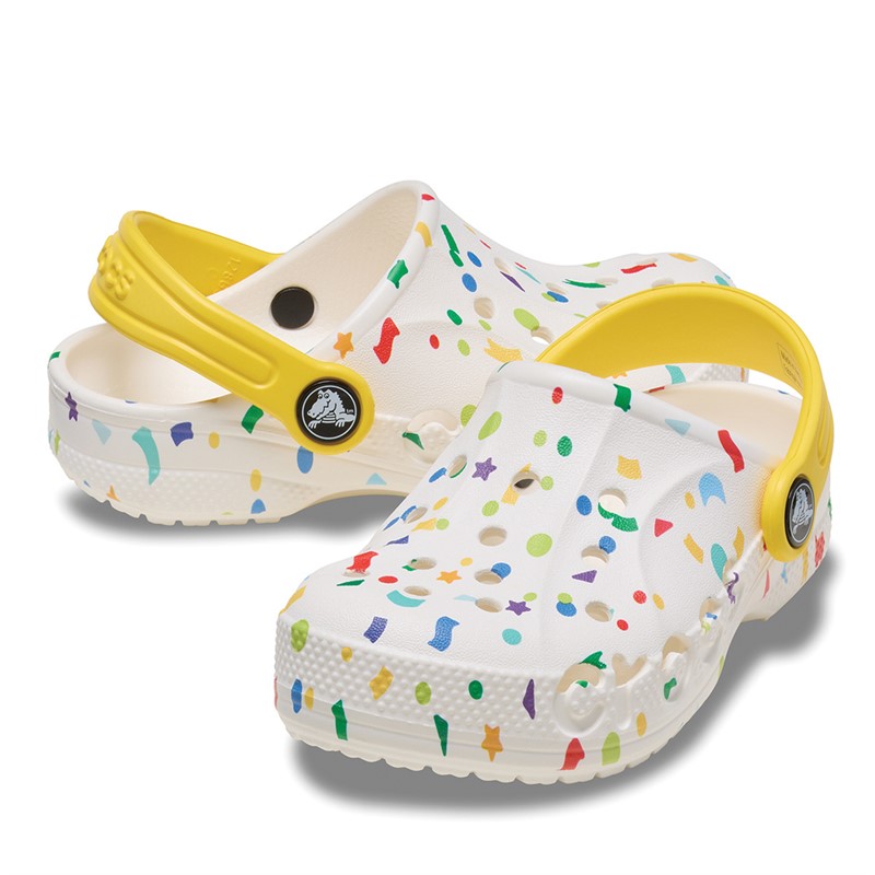 Crocs Kinder Baya Clogs bedruckt Weiß/Mehrfarbig