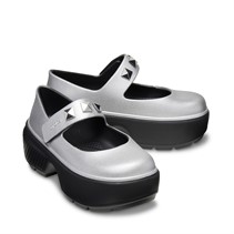 Crocs Womens Stomp Metallic Mary Jane Shoes Silver