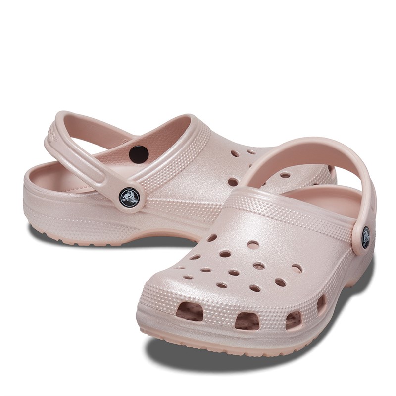 Crocs Womens Classic Shimmer Clogs Pink Clay