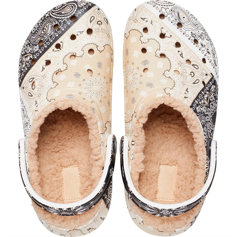 Crocs Classic Bandana Fur Lined Clogs Chai Multi